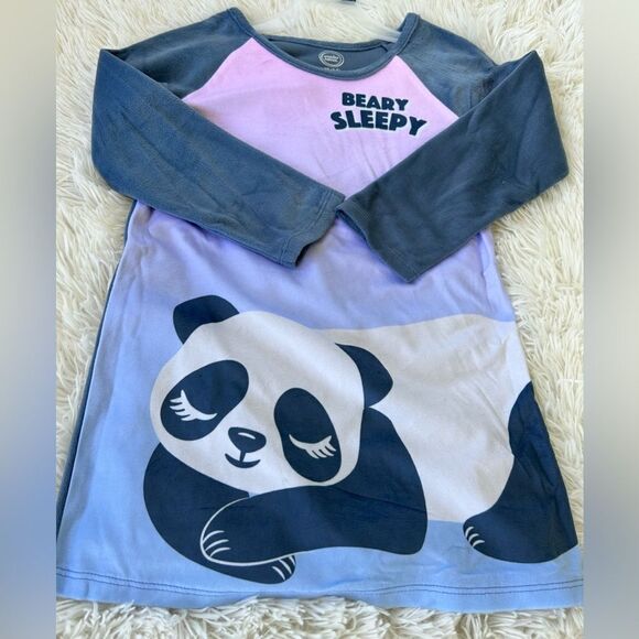 Wonder Nation Girls Long Sleeve panda Fleece Sleep Gown size 4 - Picture 2 of 3